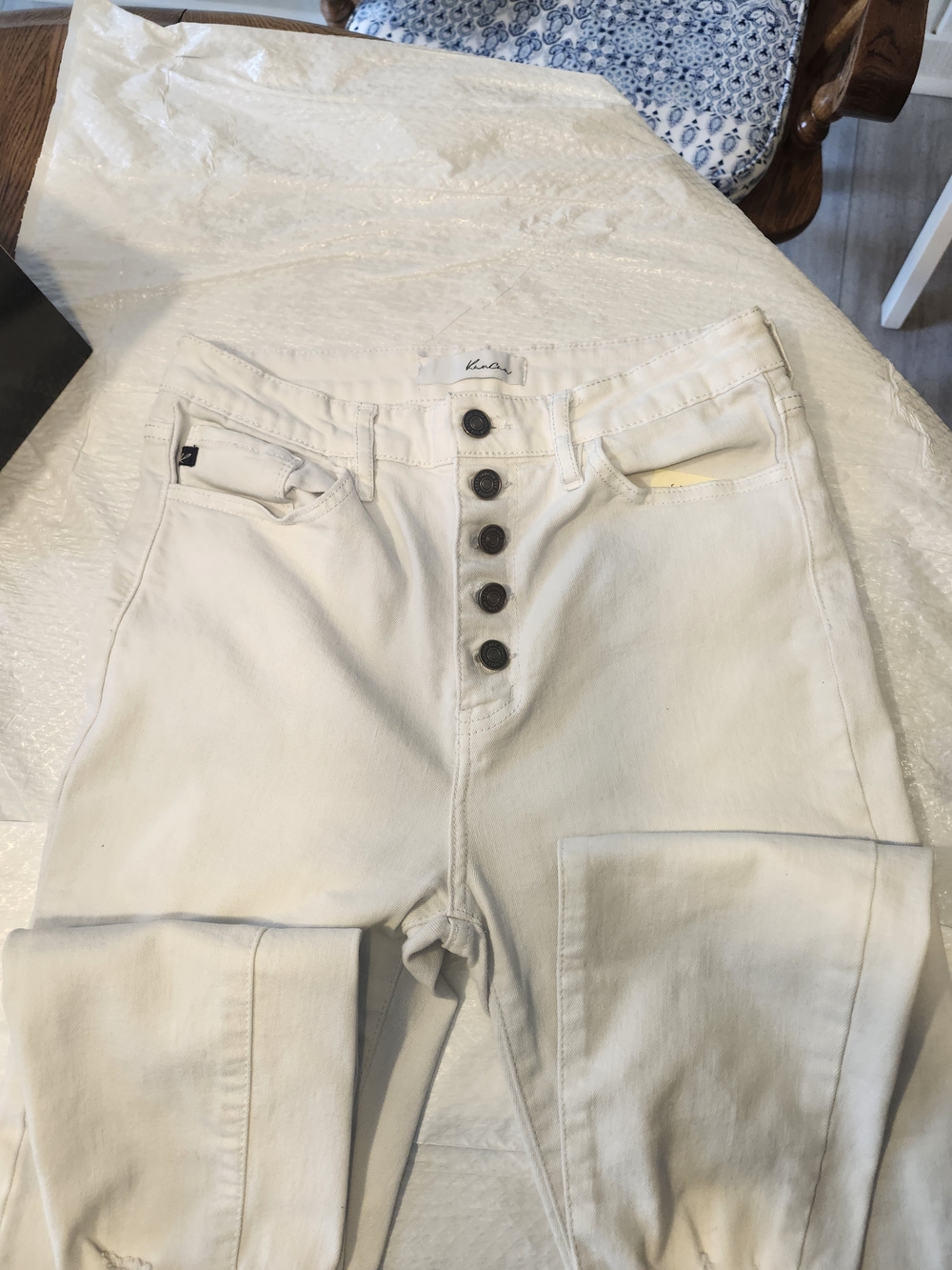 Kut from the Kloth Cream High-Rise Button-Fly Jeans